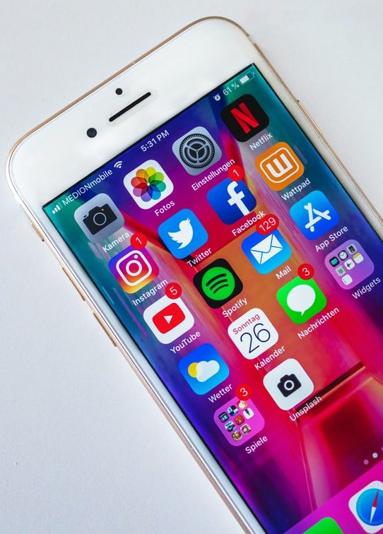 Screen showing social media apps