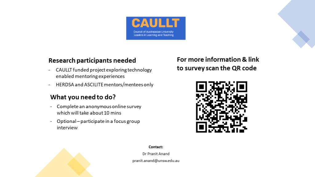 QR code for more information about the CAULLT exploring technologies mentoring research